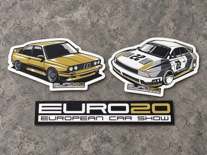 Euro 20 European Car Show die-cut car stickers by Vaderwerks