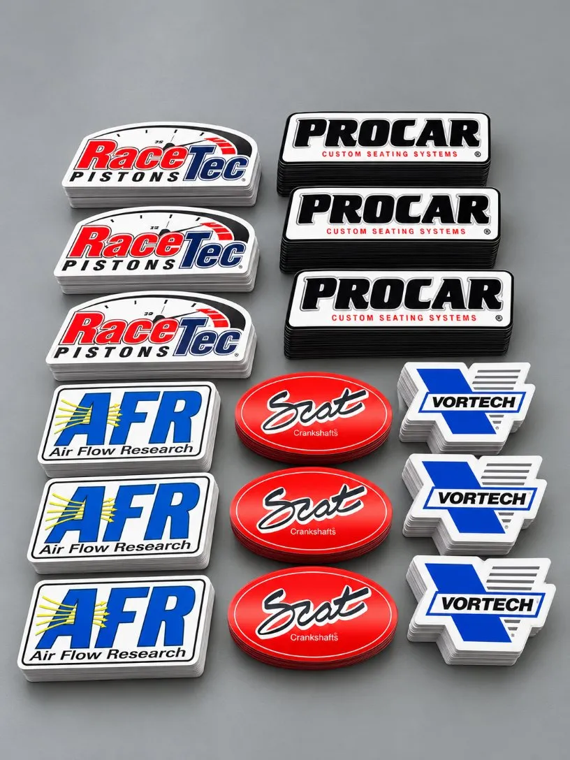 Printed sticker stacks for RaceTec, Procar, AFR, Scat and Vortech by Vaderwerks