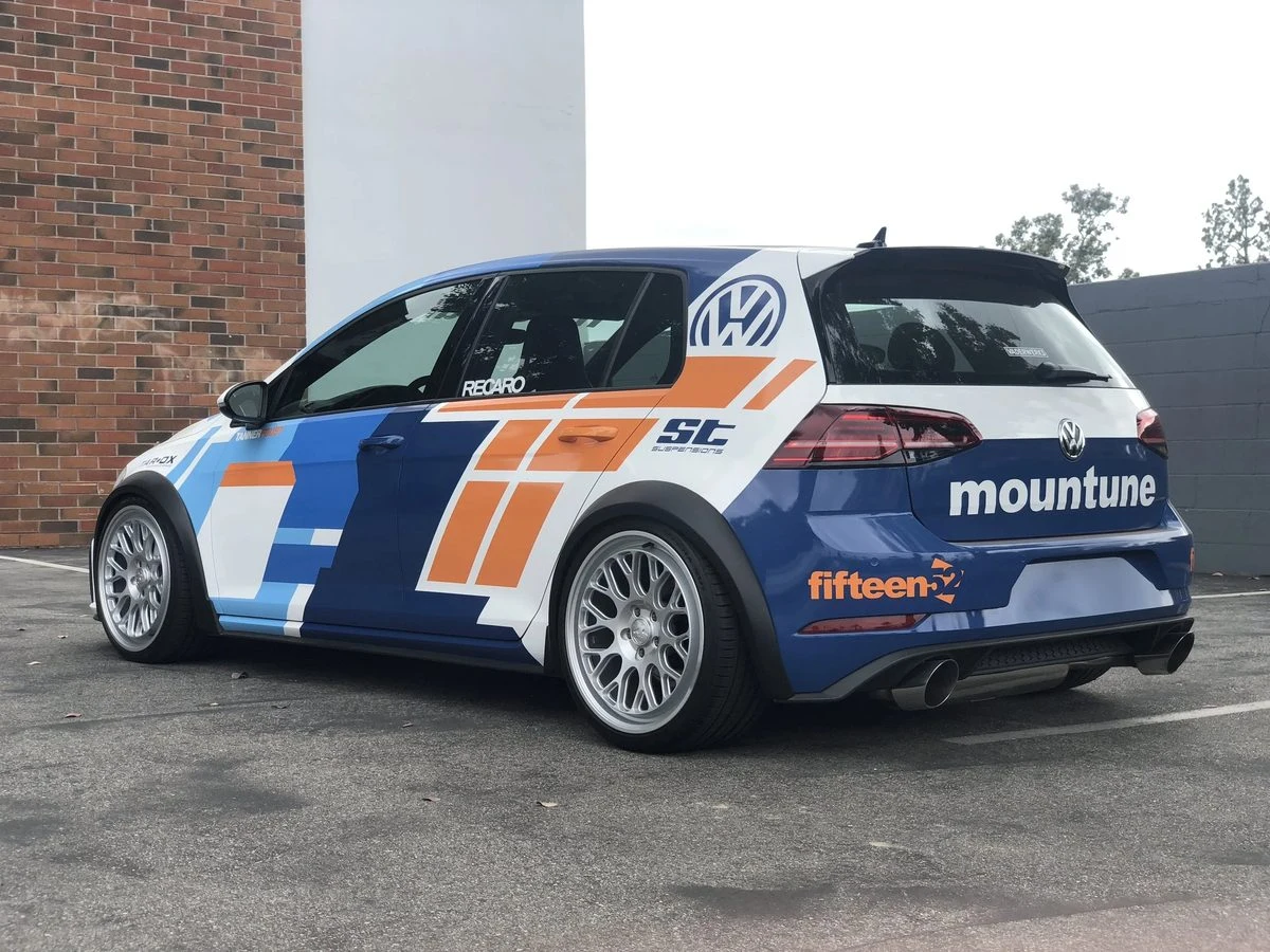 Volkswagen Golf GTI Mountune fifteen52 livery wrap in blue orange and white by Vaderwerks