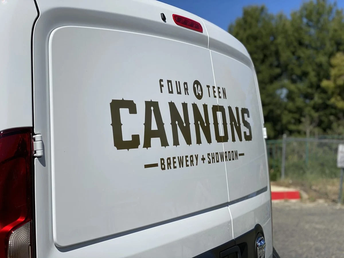 Fourteen Cannons Brewery van rear logo wrap detail by Vaderwerks
