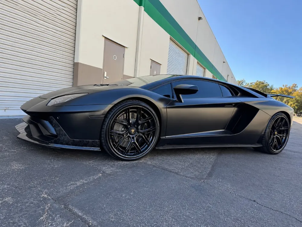 Lamborghini Aventador in matte black at Vaderwerks in Agoura Hills