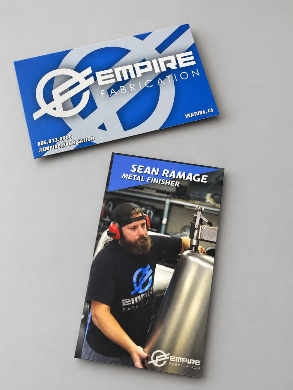 Empire Fabrication business cards, printed by Vaderwerks